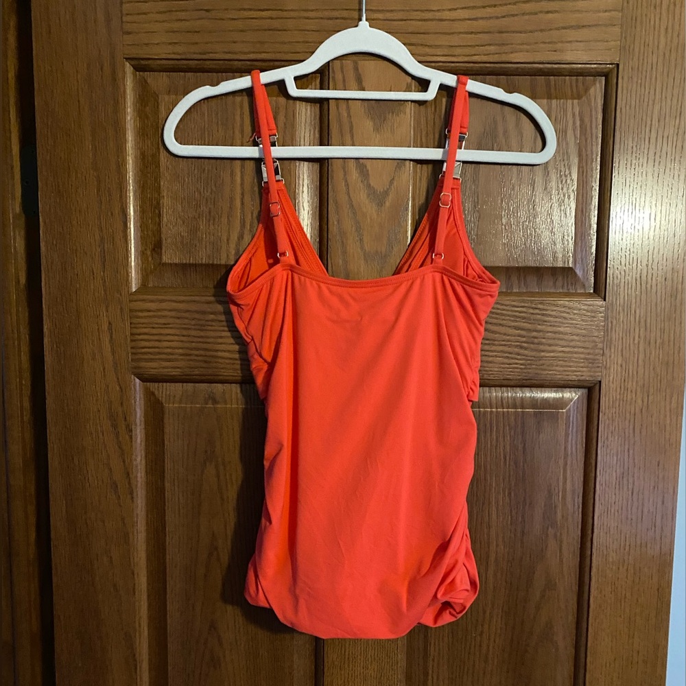Vibrant Orange Ruched Tank Top - Picture 2 of 6